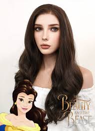 Disney Beauty and the Beast Belle Long Curly Dark Brown Lace Front Syn