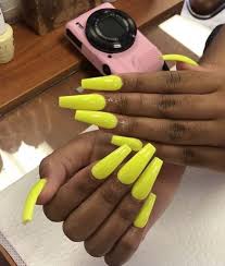 Please don't spam an pin not more than 10 pins a day. Yellow Nails Long Nails Nails And Acrylic Nails Image 6395345 On Favim Com