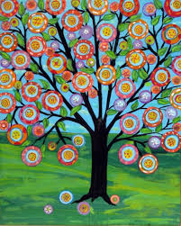 Tree Of Life Original Mexican Folk Art Style Happy By Iccolors 188 00 Mexican Folk Art Folk Art Tree Art