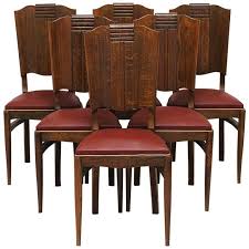 1930s 40s Modernist Set Of Six French Art Deco Oak Dining Chairs Charles Dudouyt Oak Dining Chairs Dining Chairs Art Deco Dining Chair