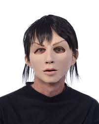 Alex Character Mask with Hair, Black/Beige, One Size, Wearable Costume  Accessory for Halloween