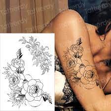 Rib tattoos are known to be painful but the end result is worth it. Tattoo Sticker Waterproof Tattoo Body Art Black Flower Tattoos For Women Girls Rose Peony Flowers Tatoo Sleeve Leg Thigh Tatto Temporary Tattoos Aliexpress