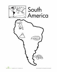 Color The Continents South America Worksheet Education Com South America South America Animals Geography For Kids