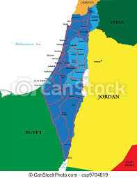 Detailed map of israel and palestinian areas. Political Map Of Israel Highly Detailed Vector Map Of Israel With Main Cities Roads And Neighbour Countries Canstock