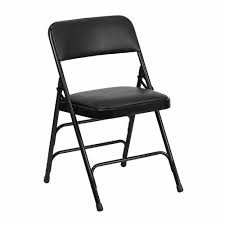 Black Padded Folding Chair Black 1 In Vinyl Seat Padded Folding Chairs For Sale