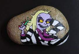 See our other listings for the blank book that can actually be used, rather than just for looks. Beetlejuice Painted Rock Etsy Painted Rocks Halloween Rocks Rock