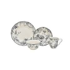 Black And White Toile Dinnerware Set 222 Fifth Adelaide 16 Piece Casual White And Grey Porcelain Dinnerware Set Service For 4 1000gy804a1j57 The Home Depot Grey Dinnerware Dinnerware Sets White Dinnerware