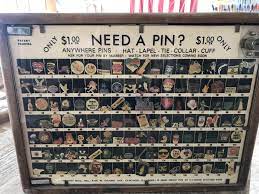 Got This Vintage Enamel Pin Display Out Of An Old Building I Work In Drawers In Back Have An Enamel Pin Display Pin Collection Displays Enamel Pin Collection