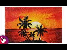 How to draw sunset scenery for beginners with oil pastel step by #8940424. Beginners Step Drawing Ideas Oil Pastel Drawing With Crayons
