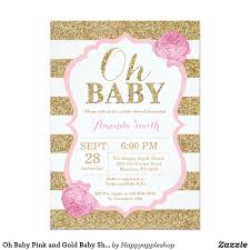 Oh Baby Pink And Gold Baby Shower Invitation Zazzle Com Gold Baby Shower Invitations Pink Invitations 16th Birthday Invitations