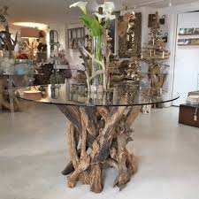 A driftwood side table made from cedar driftwood. Driftwood Round Dining Table By Doris Brixham Notonthehighstreet Com