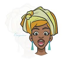 Machine Embroidery Design, Girl in National Turban, Funny Woman, Happy,  Surprise, Emotion