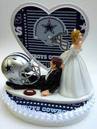 Wedding Cake Topper Dallas Cowboys Football Themed W Garter Etsy Dallas Cowboys Wedding Cowboy Wedding Cakes Cowboy Wedding