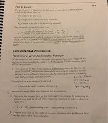 To measure the buoyant force of different objects using archimedes' principle. Solved I Am Doing The Specific Gravity And Archimedes Pri Chegg Com