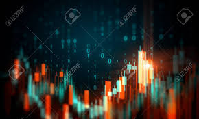 creative glowing blurry forex chart background with binary code