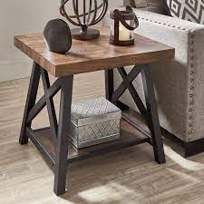 Homesullivan Brown End Table With Shelf 40e460br 04 The Home Depot Oak End Tables Wood End Tables Living Room End Tables