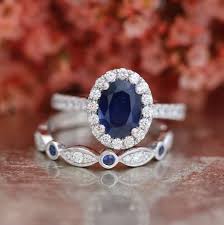 Blue Sapphire Engagement Ring And Bezel Scalloped Diamond Etsy Sapphire Engagement Ring Blue Wedding Rings Unique Unique Engagement Rings
