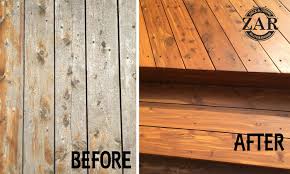 Before And After Applying Zar Clear Wood Sealer And Natural Toner Staining Deck Wood Sealer Natural Toner