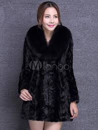 Comment être chic en manteau ? Manteau Fausse Fourrure Noir Col Chale Manches Longues Manteau D Hiver Moelleux Feminin Milanoo Com