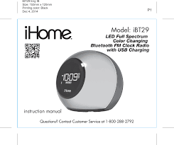 How to set time on hotel alarm clock, ihome hbn21 Ibt29 Led Full Spectrum Color Changing Bluetooth Fm Clock Radio With Usb Charging User Manual Us Ibt29 Ib 0120 Sdi Technologies
