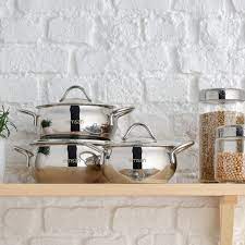 Ergonomik çelik döküm yan saplar. Emsan Cemre Induksiyon Tabanli 6 Parca Midi Paslanmaz Celik Tencere Seti Emsan