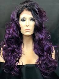 Black And Purple Wig Purple Wig Ombre Purple Wig Purple Curly Wig Human Hair Blend Wig Lace Front Wig With Images Ombre Hair Color