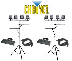 Chauvet Dj Lighting 2 4 Bar Flex Stage Led Color Wash Light With 2 Dmx Cables 2 Multi Arm Tripd Stands