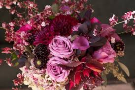 Purple and red wedding bouquets. Purple Red Wedding Flowers Twigs Posies