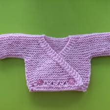 Knitting pattern for a beautiful basketweave cable cardigan with cable edge. Preemie Crossover Cardigan Knitting Pattern By Jacqueline Gibb
