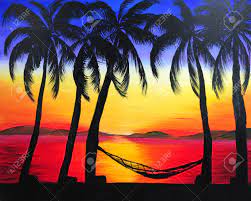 Free download 34 best quality sunset silhouette paintings at getdrawings. Acrylic Sunset Beach Scene Painting Allwallpaper