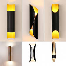 Stiffel wall light sconce satin nickel hardwired 10 high fixture clear cut textured glass for bedroom bathroom hallway. Spiral Tube Curved Wall Sconce Light Mid Century Metal 2 Heads Black Small Large Wall Mounted Lamp For Bedroom Beautifulhalo Com