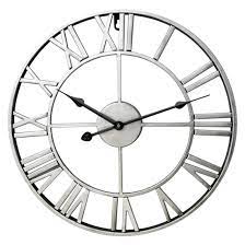 At 26 inches and larger, our extra large wall clock designs are certainly big, but the most oversized part of all is the stylish look they bring to common areas like family rooms and great rooms. H0 V 60cm Large Retro Metal Roman Numeral Wall Clock Silent Non Ticking Wall Clock For Living Room Decorative Silver Buy Online In Grenada At Grenada Desertcart Com Productid 109690702
