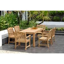Amazonia Oslo 7 Piece Teak Patio Dining Set Sc Oslo The Home Depot In 2020 Teak Patio Furniture Teak Garden Furniture Teak Outdoor Furniture