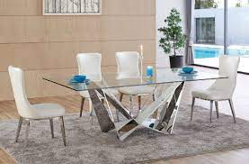 Wood base glass top dining tables implement a clear table surface, and a myriad of classic and artistic wood supports bases. Bradley Modern Glass Top Dining Table Modern Dining Table Dining Table Glass Top Dining Table