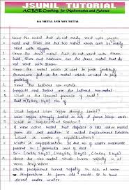 8th Class Metal And Non Metal Question With Solution Jsunil Tutorial Cbse Maths Science