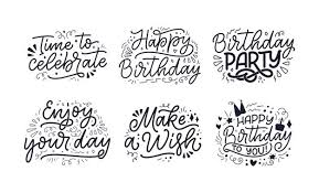 Con Lemas De Letras Para Feliz Cumpleanos Frases Dibujadas A Mano Texto De Celebracion De Caligrafia Moderna Vector Premium Letra del cumpleaños feliz en inglés. frases dibujadas a mano texto