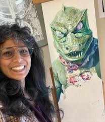 Soooo happy with the progress being made in my Gorn painting… though the  tunic is definitely 'painstaking work' to bring to life! Have some thoughts  about where this is going… but for