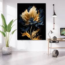 tablou floare botanica aur – The Print Studio