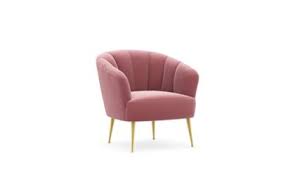 Classic armchair with carved details isolated on white background. Pink Armchairs M S