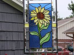 Custom stained glass window hanging 3d sunflower in barn wood frame. Stained Glass Sunflower Jak S Art Glass Glass With An Attitude