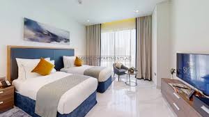 There are two bedrooms and two separate bathrooms so you can even get a roommate and split the rent if you are on a tight budget. 2 Bedrooms Serviced Hotel Apartments For Rent In Dubai