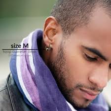 Silver Hoop Earrings for Men, Fake Captive Hoops, Fake Gauged Earrings,  Huggie Earrings, Round Edge Earrings, Beaded Earring, Thick Hoops