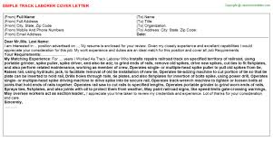 Track Laborer Cover Letter