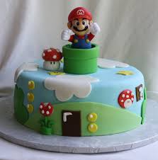 Put one of the round cakes on a sheet/tray/dish. Super Mario Bros Cake