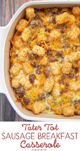 Biscuits And Gravy Casserole With Eggs Tater Tot Sausage Breakfast Casserole Breakfast Casserole Easy Breakfast Recipes Casserole Recipes