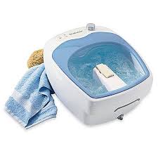 Brookstone Aqua Jet Foot Soaker Spa Melt Away The Tension Of Tired Feet Anytime In The Comfort Of Your Home The Aqua J Heated Foot Spa Foot Bath Foot Spa