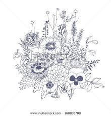 Floristic Composition Bouquet Of Wildflowers Vector Hand Drawn Illustration Wildflower Drawing Drawings Art