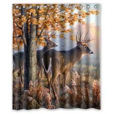 Bathroom bathroom shower curtain telescopic curtain rod free punch installation bedroom simple telescopic rod balcony back. Greendecor Deer Waterproof Shower Curtain Set With Hooks Bathroom Accessories Size 60x72 Inches Walmart Com Walmart Com