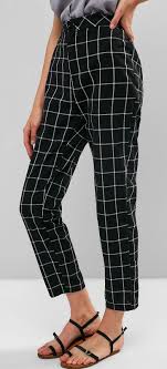Black And White Checkered Pants Outfit High Waist Zipper Checkered Pants Checker Pants Pants For Women Leggings Are Not Pants
