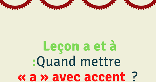 Lecon A Et A Quand Mettre A Avec Accent Vocabulaire Francais Vocabulaire Verbe Avoir